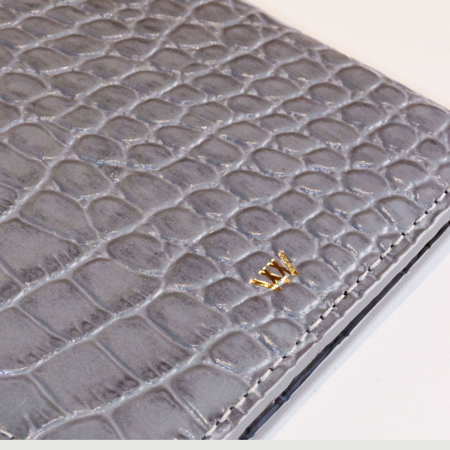 Dark Grey Croc Leather Passport Holder