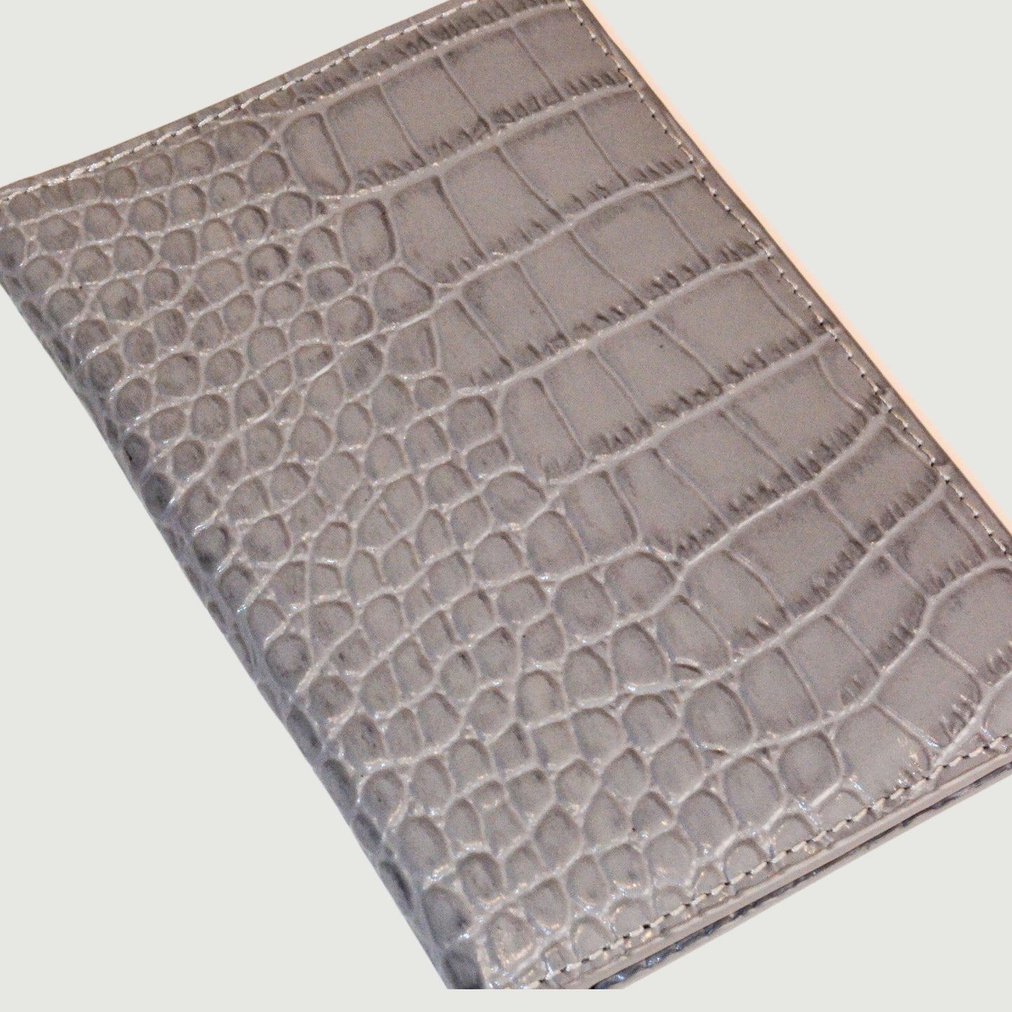 Dark Grey Croc Leather Passport Holder
