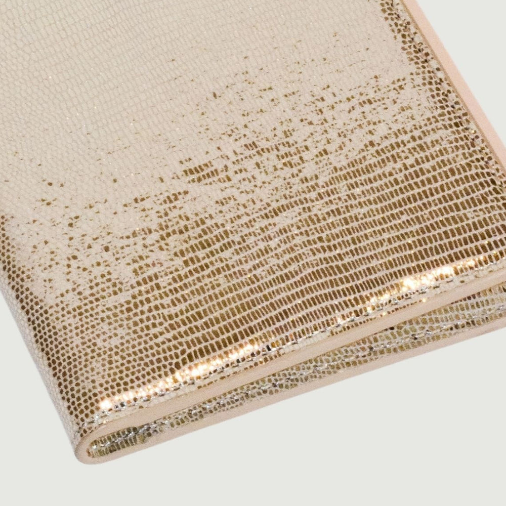 Taupe Shinny Lizard Leather Passport Holder
