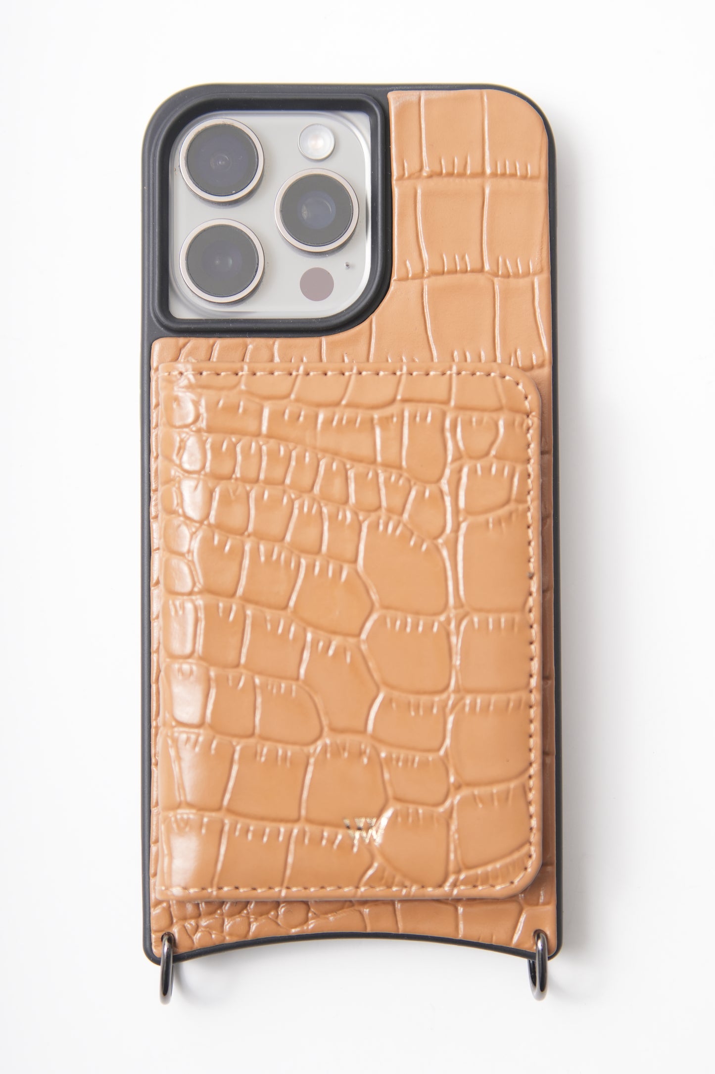 Open Wallet Caramel Croc Case