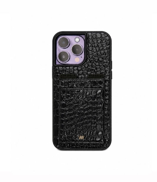 Black Croc Cardholder Case
