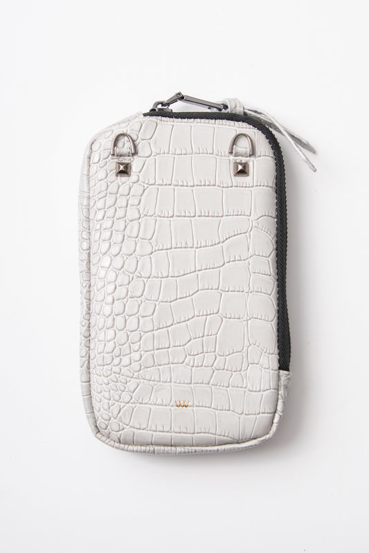 Light Gray Croc Pouch