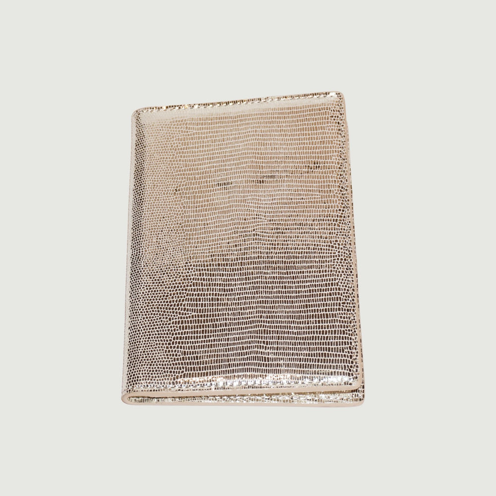 Taupe Shinny Lizard Leather Passport Holder