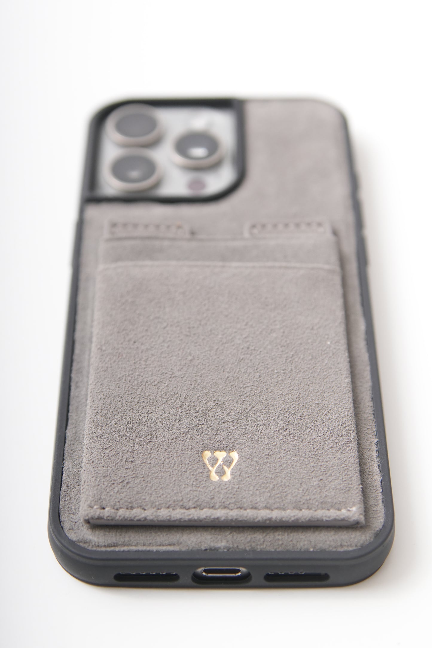 Grey Suede Cardholder Case
