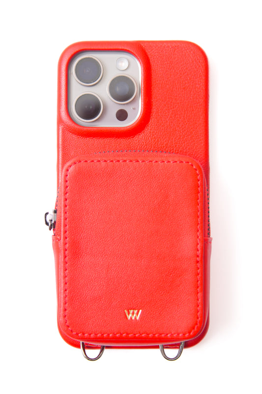 Red Leather Pouch Case