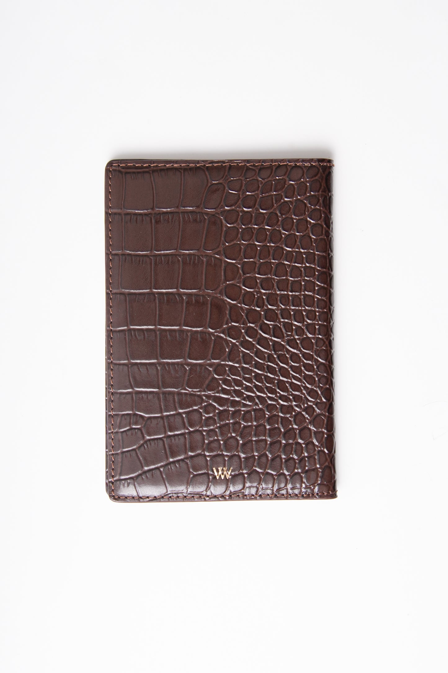 Brown Croc Passport Holder