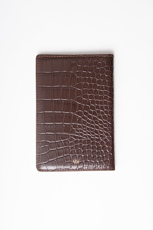 Brown Croc Passport Holder