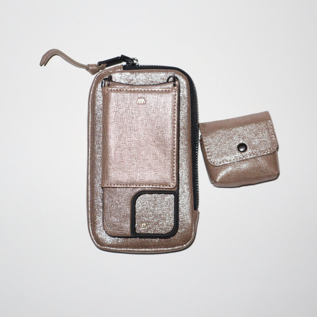 Shinny Beige Leather Pouch