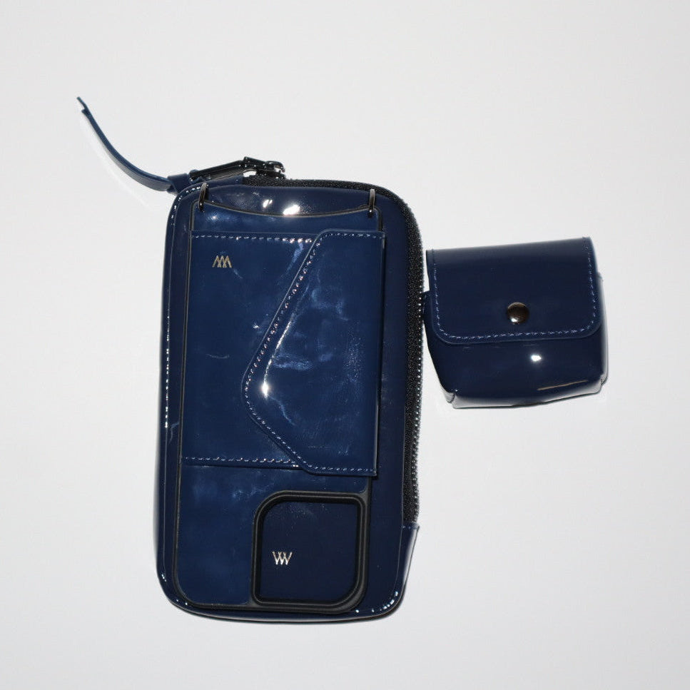 Plastic Blue Leather Pouch