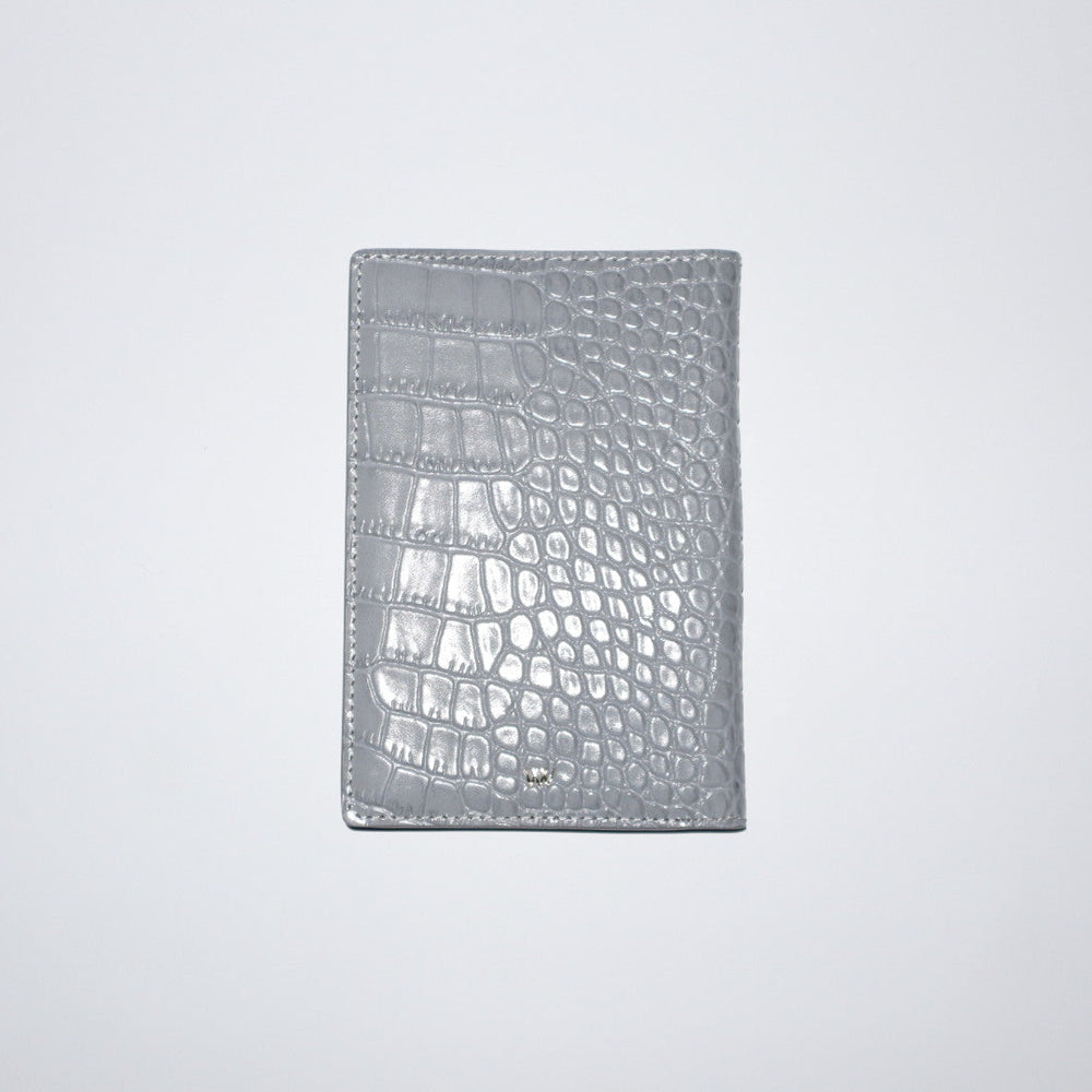 Dark Grey Croc Leather Passport Holder