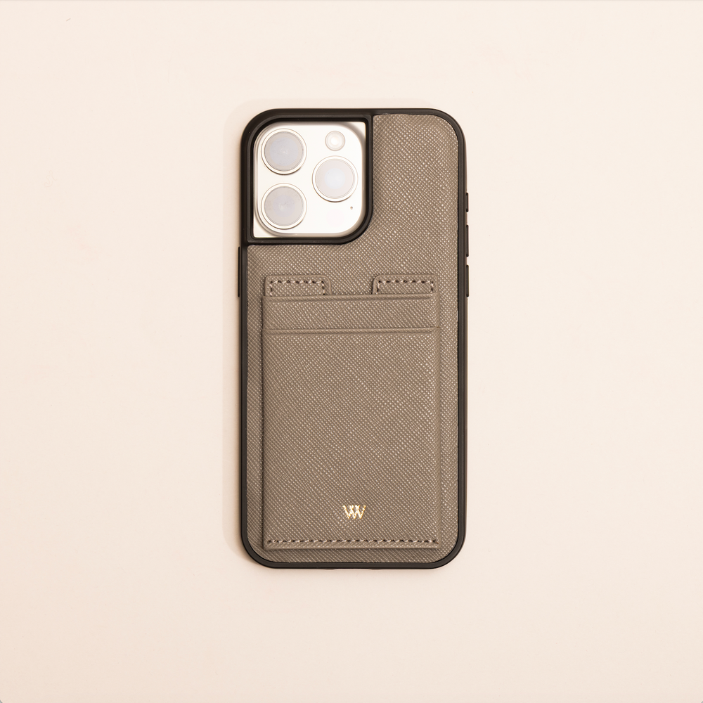 Grey Saffiano Leather Carholder Case