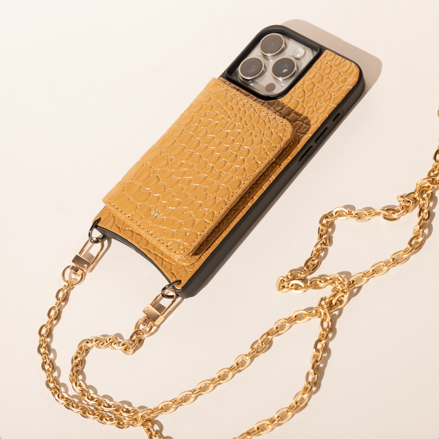 Open Wallet Caramel Croc Case